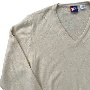 Vintage Tail - V-Neck Cashmere and Silk Argyle Golf Sweater - Cream XL